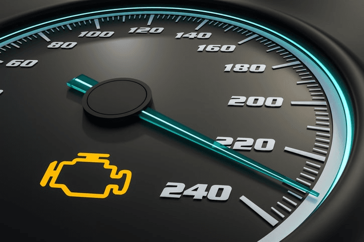A check engine light on indicating service needed