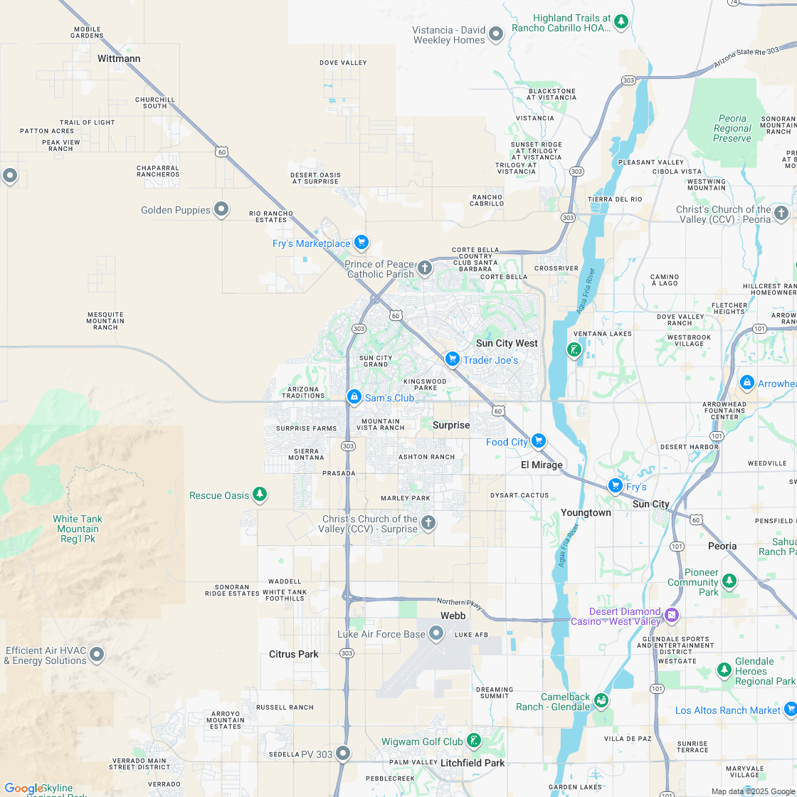 Google map showing store location